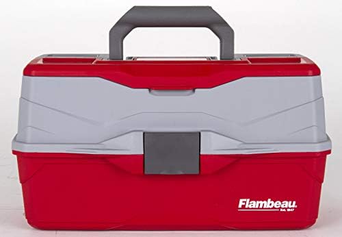 Flambeau Outdoors 6383TB 3-Tray Tackle Box - Classic Fishing Lure Storage Organizer, Large Portable Tackle Box, 32 Tray Compartments, Red/Gray - Image 3