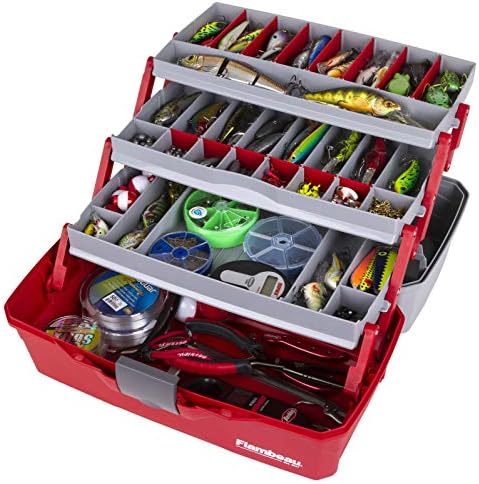 Flambeau Outdoors 6383TB 3-Tray Tackle Box - Classic Fishing Lure Storage Organizer, Large Portable Tackle Box, 32 Tray Compartments, Red/Gray - Image 6